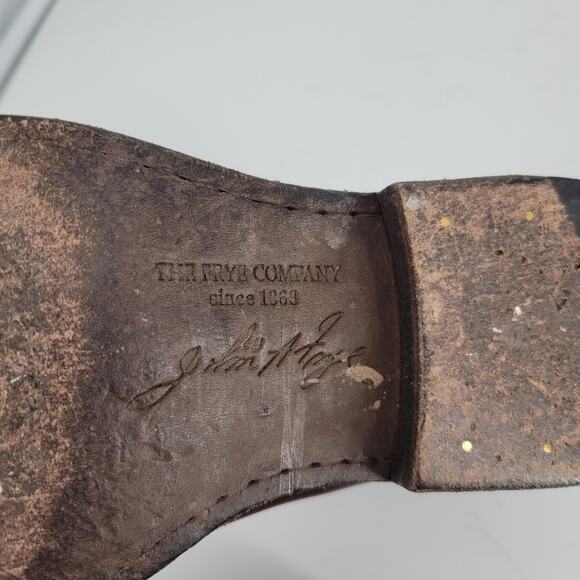 Frye Dark Brown Leather Pull On Phillip Chelsea Ankle Boots 7.5 - Picture 9 of 11